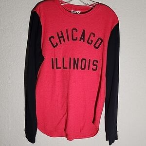 Local Pride Shirt Chicago Mens Size M Todd Schnider USA IL longsleeve Red black